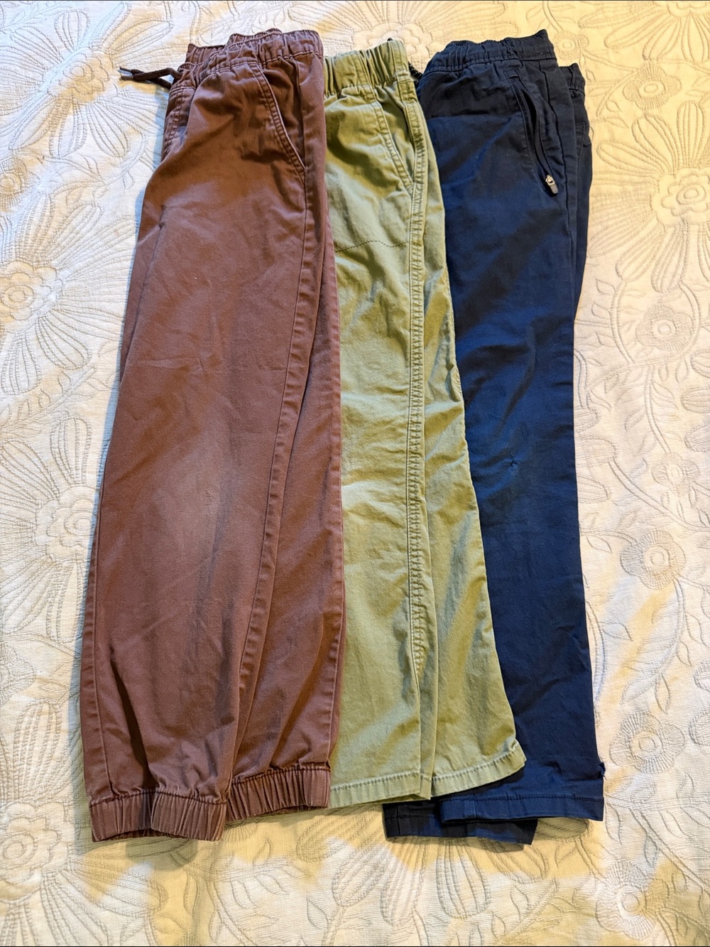 Cat & Jack Kids Jogger Pants Trio — Brown, Olive, Navy